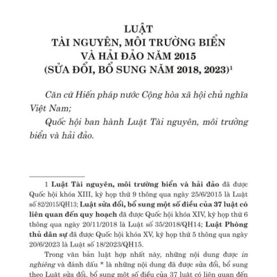 Luật tài nguyên, môi trường biển và hải đảo năm 2015 (sửa đổi, bổ sung năm 2018, 2023)