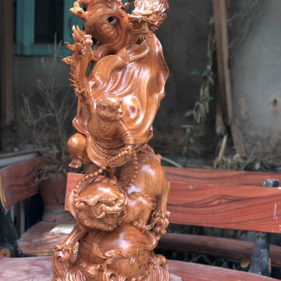 Tượng đạt ma sư tổ bằng gỗ hương đá kt cao 100×37×19cm