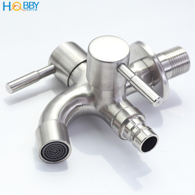 Vòi củ sen lạnh đa năng 2 đầu xả Inox 304 ren 21 Hobby home decor CS1