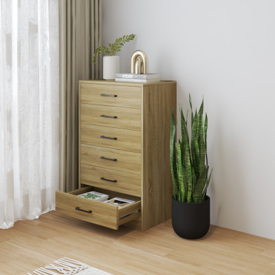 HAPPY FURNITURE , HEINEE - Tủ lưu trữ 6 ngăn kéo, THK_234 , 60cm x 40cm x 84cm DxRxC, sản phẩm phổ thông