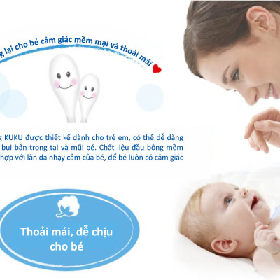 TĂM BÔNG VỆ SINH CHO BÉ KUKU KU1102 - 200 CÁI ( ĐẦU TRÒN )