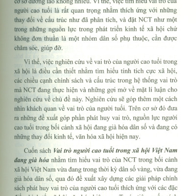 Vai Trò Người Cao Tuổi Trong Xã Hội Việt Nam Đang Già Hóa (Sách chuyên khảo) - PGS. TS. Trần Thị Minh Thi, ThS. Nguyễn Hà Đông, ThS. Lỗ Việt Phương