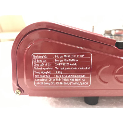 Bếp gas Mini Namilux PL-1911PF màu ngẫu nhiên sử dụng van tự ngắt an toàn- Hàng nhập khẩu