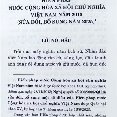 Hiến Pháp Nước Cộng Hoà Xã Hội Chủ Nghĩa Việt Nam Năm 2013 ( Sửa Đổi, Bổ Sung Năm 2025)