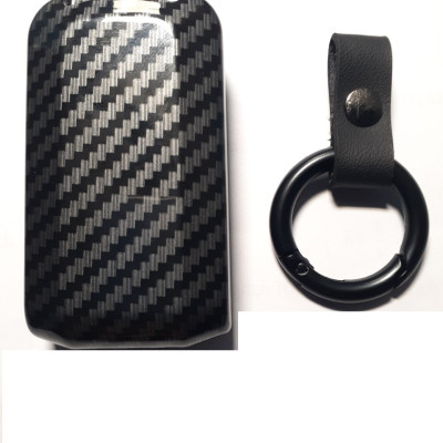 Ốp nhựa carbon bọc, bảo vệ chìa khóa cho xe Mitsubishi kèm móc đeo 
