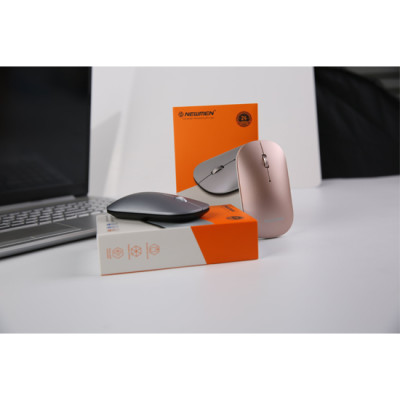 Chuột máy tính không dây Newmen D566 (Dual Mode BT5.0 & 2.4 Ghz) - Bạc - Hàng chính hãng