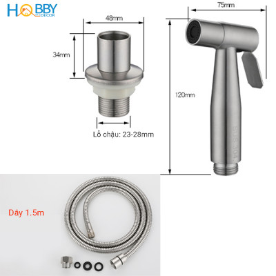 Vòi xịt rửa gắn chậu rửa chén inox 304 Hobby home decor GB1 dây 150cm