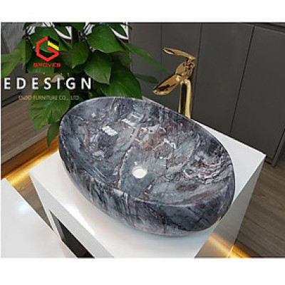 CHẬU LAVABO HÌNH ELIP VÂN ĐÁ nhập khẩu cao cấp GRVL 062F