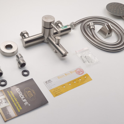 Bộ vòi sen nóng lạnh Inox SUS 304 Eurolife EL-1201 (Trắng vàng)