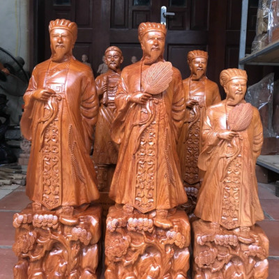 Tượng khổng minh gia cát lượng bằng gỗ hương đá kt cao 60×16×15cm