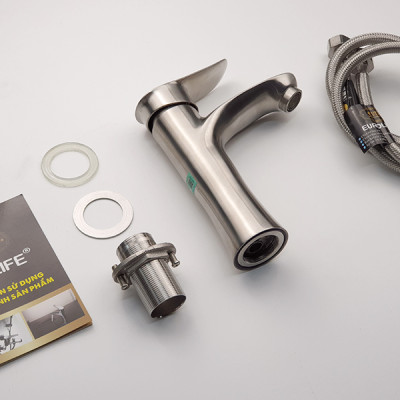 Vòi lavabo nóng lạnh Inox SUS 304 Eurolife EL-ORCHID 02 (Trắng vàng)