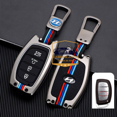 Ốp Chìa Khóa Hyundai Creta 2022 - 2024 Chất Liệu Hợp Kim, Kèm Móc Treo Cao Cấp - Hàng Nhập Khẩu