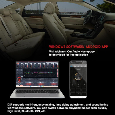 Bộ Khuếch Đại âm thanh ô tô DSP Alchimist 10 Kênh - AD10H-700 phần mềm Android và App Máy tính PC