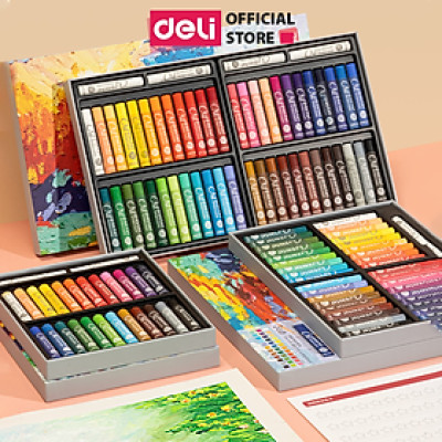 Bút Sáp Dầu Chuyên Nghiệp Soft Oil Pastels Đắp Tranh Nổi Vẽ Tranh Tô Màu Học Sinh Deli - Màu Hạng Hoạ Sĩ - Đính Kèm Nhiều Màu Trắng Nhiều Bảng Màu Đa Dạng Pastel