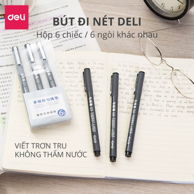 Set Bút Đi Nét Kỹ Thuật Nhiều Cỡ Ngòi Màu Đen Kháng Nước Caligraphy  Deli - Phù Hợp Vẽ Viền Tranh Phác Hoạ Vẽ Kiến Trúc Công Nghệ - S573