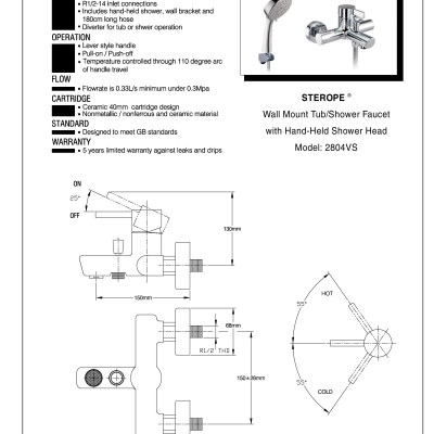Bộ Sen Tắm Nóng Lạnh MOEN 2804VS (HÀNG CHÍNH HÃNG)