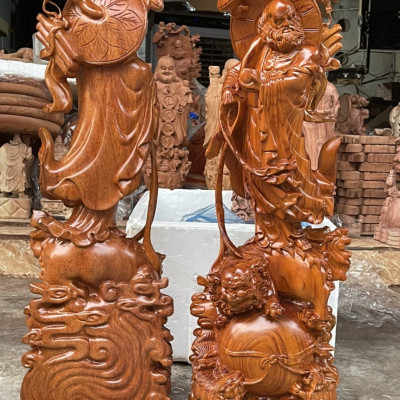 Tượng đạt ma sư tổ bằng gỗ hương đá kt cao 80 ×25×15cm