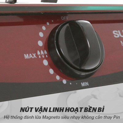 Combo Bếp Gas Dương Đơn Mặt Kính Sunhouse SHB212KG Kèm Van Dây - Hàng Chính Hãng