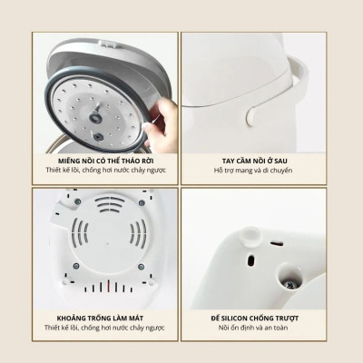 Nồi cơm điện lòng sứ dưỡng sinh 1.2L Mishio MK381 - Hàng chính hãng 