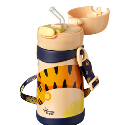 Bình uống nước Inox giữ nhiệt có ống hút và quai treo cho bé Tommee Tippee 350ml từ 18 tháng
