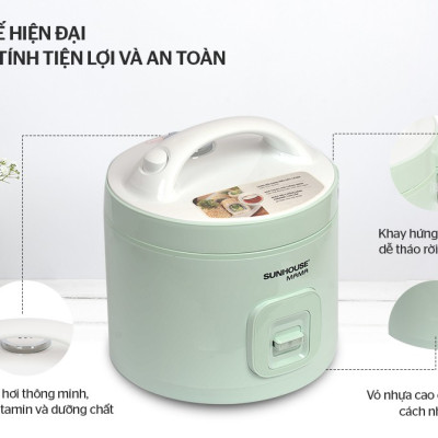 Nồi Cơm Điện Nắp Gài 1.2L Sunhouse Mama SHD8265B - Hàng Chính Hãng