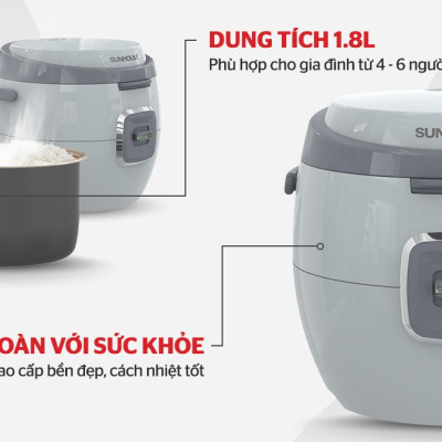 Nồi Cơm Điện 1.8L Sunhouse SHD8663 - Màu Ngẫu Nhiên - Hàng Chính Hãng