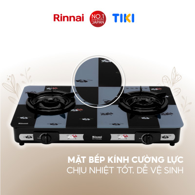 Bếp gas dương Rinnai RV-715Slim(GL-Pe) mặt bếp kính và kiềng bếp men - Hàng chính hãng.