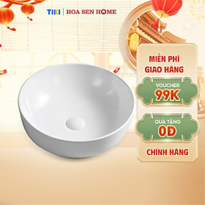Lavabo đặt bàn TUSLO L006 chất liệu gốm sứ tráng men, lớp phủ Ceramic công nghệ men Nano kháng khuẩn - Hoa Sen Home - Hàng chính hãng