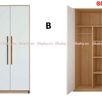 [Kèm Ảnh Thực Tế - Miễn phí vận chuyển & Lắp đặt] Tủ Quần Áo 2 Cánh Cửa Mini Đa Dụng OHAHA MN002 - Kiểu Nội Thất Lắp Ráp