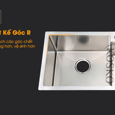 Bồn rửa chén inox 304 KOSKO, chậu rửa chén bát 82x45cm đúc lệch lắp được nhiều loại vòi nước rửa chén