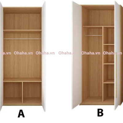 [Kèm Ảnh Thực Tế - Miễn phí vận chuyển & Lắp đặt] Tủ Quần Áo 2 Cánh Cửa Mini Đa Dụng OHAHA MN002 - Kiểu Nội Thất Lắp Ráp