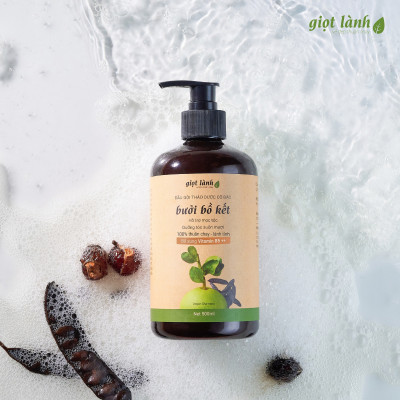 Dầu gội bồ kết - bưởi, dầu gội thảo dược thuần chay hỗ trợ kích mọc tóc Giọt Lành 500ml