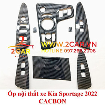 Ốp nội thất xe Kia Sportage 2022, 2023 mẫu vân Cacbon cao cấp sáng bóng
