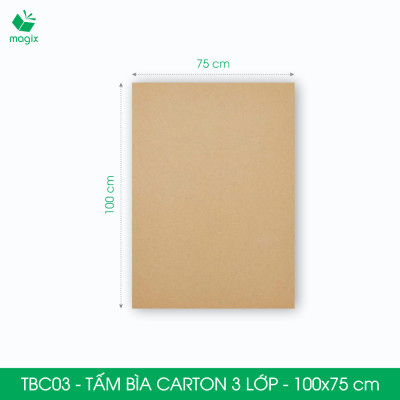 TBC03 - 100x75 cm - 5 tấm bìa carton 3 lớp nguyên tấm cứng cáp, bìa gói hàng, bìa mô hình