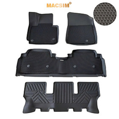 Thảm 2 lớp (sd3) dạng lưới lục giác Kia Rondo (đen) bề mặt cao su siêu sạch nhãn hiệu Macsim