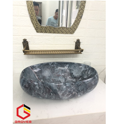CHẬU LAVABO HÌNH ELIP VÂN ĐÁ nhập khẩu cao cấp GRVL 062F