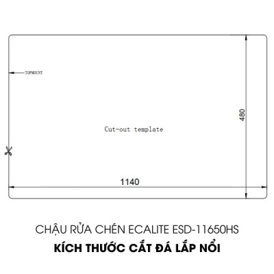 Chậu Rửa Chén Ecalite ESD-11650HS - Lắp Nổi - Chất Liệu Inox 304 Siêu Bền - 2 Ngăn Có Bàn Chờ - Hàng Chính Hãng