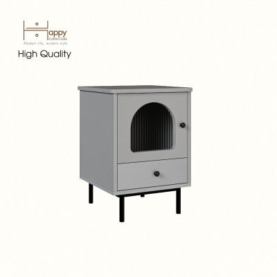 [Happy Home Furniture] SISEEL, Táp đầu giường cửa kính 1 cánh mở - chân sắt, 40cm x 40cm x 56cm ( DxRxC), TCM_182