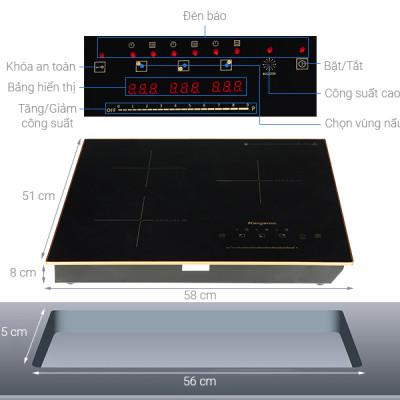Bếp từ hồng ngoại ba vùng nấu Kangaroo KG446i - Hàng chính hãng