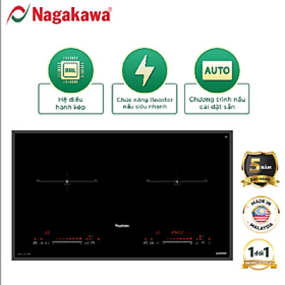 Miễn phí giao lắp toàn quốc - Bếp Đôi Điện Từ Inverter Nagakawa NAG1202M (4800W) - Made in Malaysia - Bảo hành 5 năm - Hàng Chính Hãng