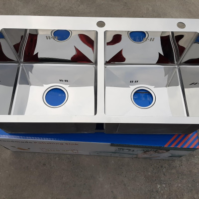 CHẬU RỬA BÁT, CHÉN INOX 2 HỐ CÂN BÓNG GRBC8245CB