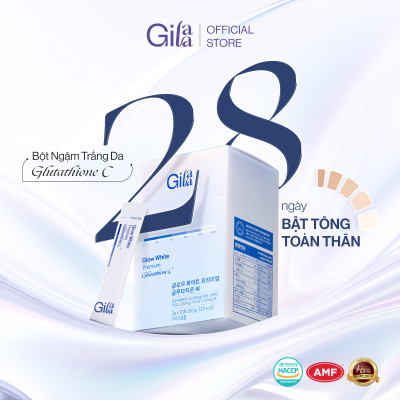 Bột Uống Trắng Da Bật Tone GILAA Glow White Premium Glutathione C (3g x 30 gói)