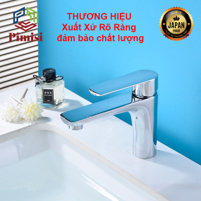 Gật Gù Nóng Lạnh Pimisi PV-308C-1 Dài - Rộng 17 cm, Mạ Xi Sáng Bóng, Dùng Cho Chậu Rửa Mặt 1 Lỗ Ở Nhà Vệ Sinh - Vòi Lavabo Gắn Trên Bồn Chậu Rửa Treo Tường Hay Lavabo Mặt Bàn Đá, Với Đầy Đủ Phụ Kiện Xi Phông Và Dây Cấp Nước | Hàng Chính Hãng