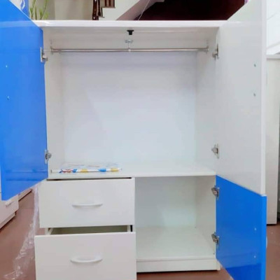 Tủ nhựa đài loan 2 cánh 2 ngăn kéo 1 cánh mở - xanh trắng (cao 1m15 x rộng 85cm x sâu 45cm)