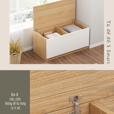 Tủ Gỗ Thấp Kê Cửa Sổ, Ban công , Dọc Tường Nhiều Ngăn Có Cánh Cửa Tiện Lợi Đa Chức Năng - GP131 