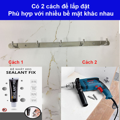 Móc treo quần áo dán tường inox 304 phụ kiện nhà tắm Pimisi - kèm keo dán siêu chắc | Hàng chính hãng