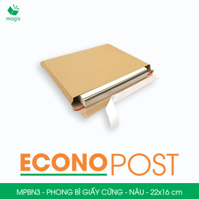 MPBN3 - 22x16 cm - Combo 60  phong bì giấy cứng đóng hàng màu nâu thay thế túi gói hàng