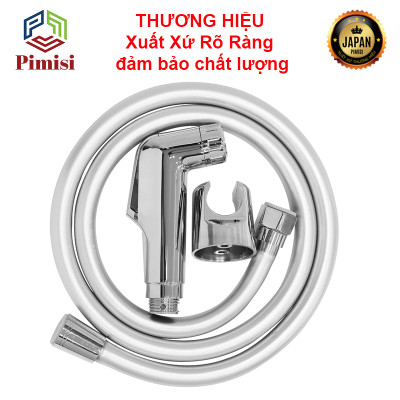Vòi Xịt Bồn Cầu Vệ Sinh Phòng Tắm Pimisi PVX-206 Chịu Áp Lực Nước Lớn Như Chung Cư, Nhà Cao Tầng Hay Máy Tăng Áp Mạ Màu Inox, Với Tay Xịt Toilet WC Chìm Chống Gãy - Bể - Vỡ Và Dây Nhựa Dẻo Cao Cấp - Mềm - Trơn Bề Mặt | Hàng Chính Hãng