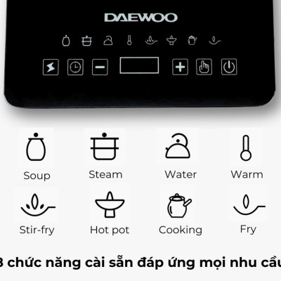 Bếp Từ Đơn Daewoo DWI-1505B, 8 chế độ cài sẵn 1500w - Hàng chính hãng