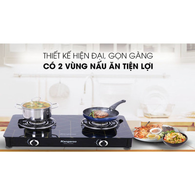 Bếp gas đôi dương kính Kangaroo KG526M - Hàng chính hãng